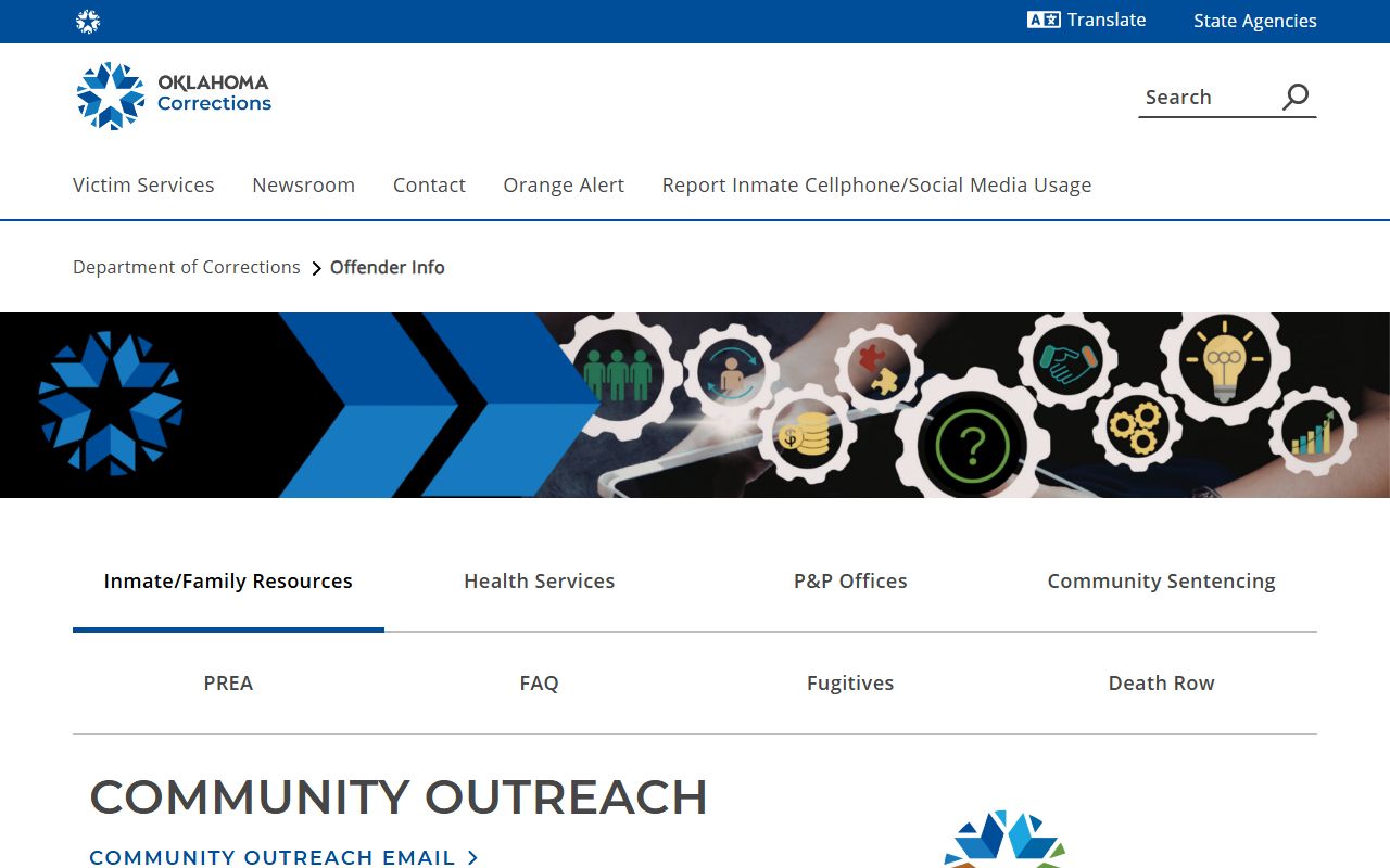 Oklahoma DOC offender information page for Oklahoma County inmate records