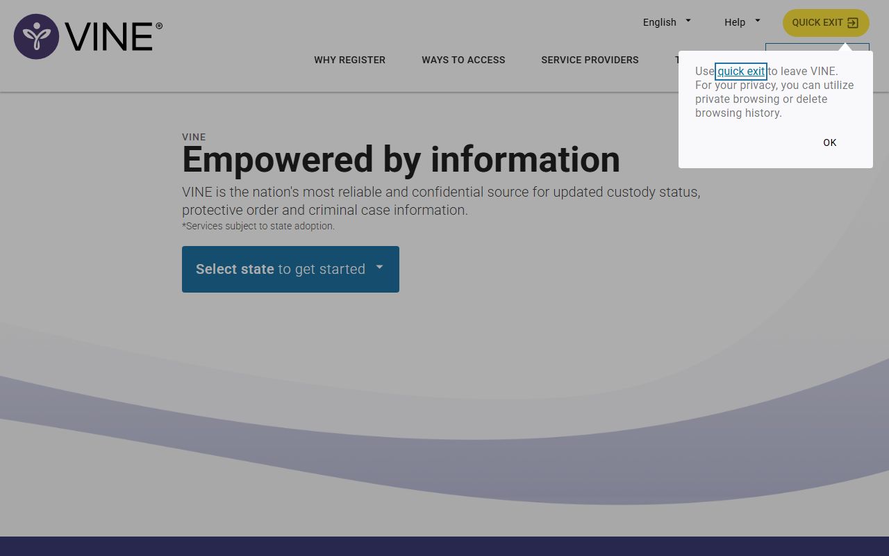 VINELink custody notification search for Oklahoma County inmate records