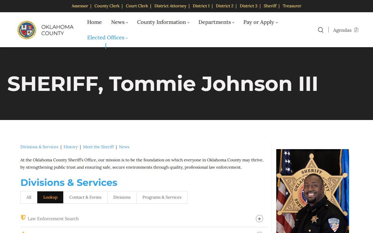 Oklahoma County Sheriff page for warrant records